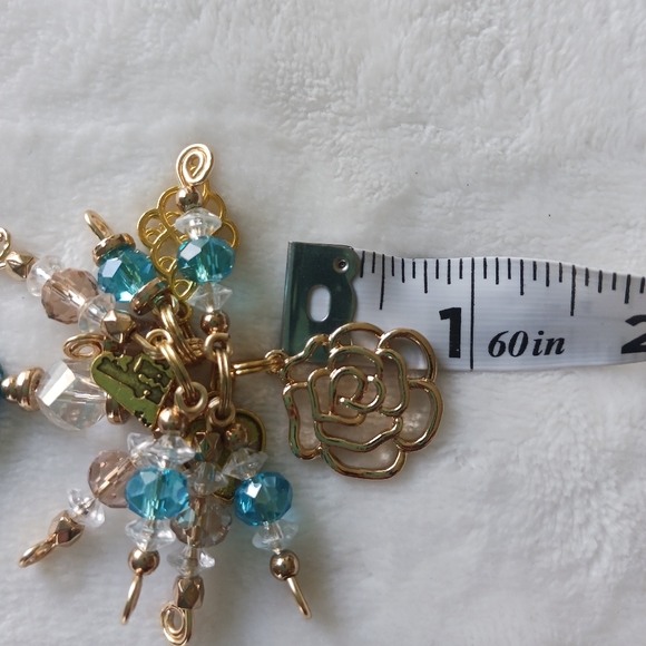 Artisan Handcrafted Handmade Gold Turquoise Charm Purse Jewelry Handbag Keychain - Picture 12 of 16